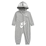 Nike Baby Boy Full-Zip Long Sleeve Hooded Coveralls (Grey Heather(56G805-042)/White, 6 Months)