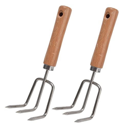 Juego de 2 rastrillos de mano ergonómicos para jardín miniatura 7