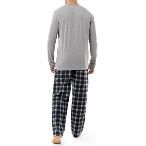 Men's Long Sleeve Jersey Knit Top and Fleece Pant Sleep Set2