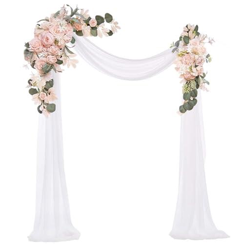 Hotainoys 2 pièces/Ensemble de Fleurs d'arc de Mariage avec des Feuilles d'eucalyptus, Fleurs 'Arc artificielles décoratives exquises pour Mariage, cérémonie, centres Table et Plus Encore