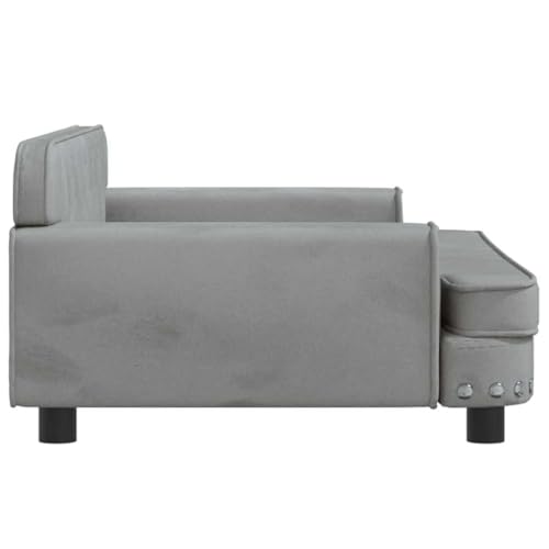 vidaXL Hundebett, Hundekissen mit weicher Polsterung, Hundesofa Hundecouch für kleine Hunde Haustiere, Haustierbett Katzenbett, Hellgrau Samt