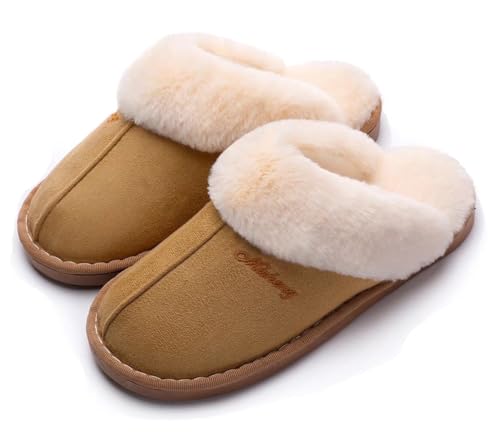Women's Plush Home Slippers Cozy Bedroom Slippers Fuzzy House Indoor Outdoor Slippers