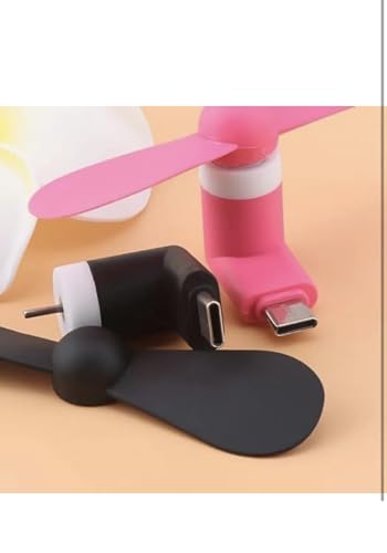 Image of Combo of 2 Pcs. Mini Type-C F an M ini Fan 2-Blade Fan High Speed USB F an, M ini Mobile Cooler, Mini fan Support with All Android & Type-C Smatphones (Multi-colour)