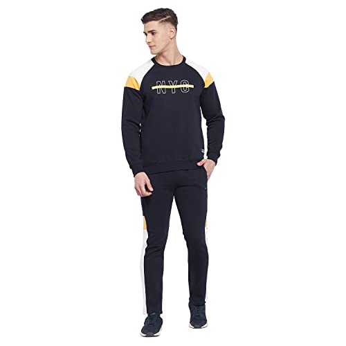 Image of LIVFREE Neva Mens Round Neck Chest Alphabetical Printed Winter Tracksuit