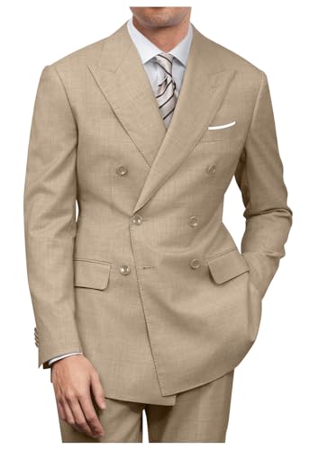 Mens Slim Fit Double Breasted Suit Jacket and Pants