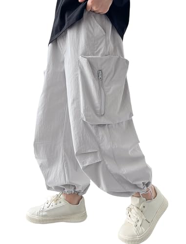Boys Quick Dry Baggy Cargo Pants 3D Pockets Outdoor Casual 5-12 Years