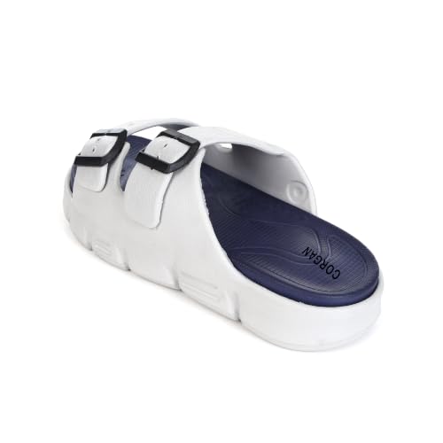 Image of CORGAN Slippers VENTO104-BROWN-WHITE 6 Slip-On Footwear | Soft Cushioned Sole | Anti-Skid Indoor & Outdoor Casual Sandals | BROWN-WHITE 6