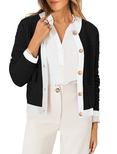 Image of OFEEFAN Womens Cardigan Sweaters Open Front Long Sleeve Button Down Knit Jackets with Pockets 2024 Fall Winter