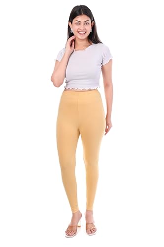 Image of TPF Women Solid Cotton Lycra Stretchable Leggings | Comfortable Ankle-Length Slim Fit Leggings for Women & Girls | Soft, Breathable Wear Bottoms
