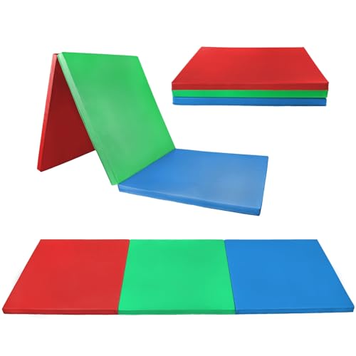 ALPIDEX Esterilla de gimnasia 180 x 60 x 3,2 cm plegable suave de suelo deportiva para el hogar niños adultos, Color:multicolor