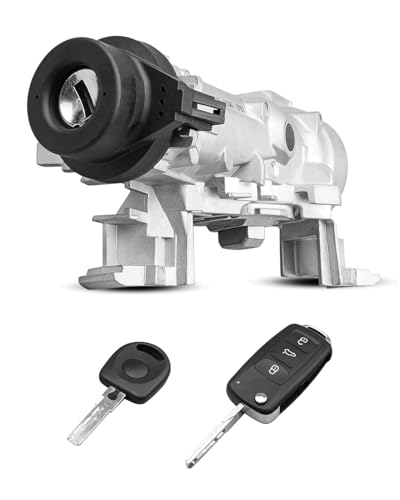 Ignition Switch Lock Assembly Replace 1K0905851B Compatible with VW Jetta 2006-2018 Eos 2007-2011 Golf 2004-2011 Rabbit 2006-2009 Tiguan 2008-2011, with Intelligent Key Shell and Mechanical Key