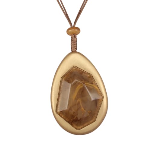 Collier en cuir pour femme avec grand pendentif de créateur au design hippie chic