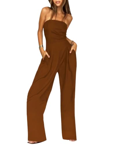 Minetom Jumpsuit Donna Elegante Senza Spalline Tinta Unita Tuta a