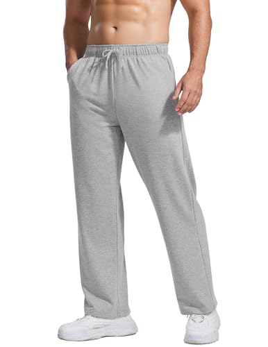 PINSPARK Men's Cotton Sweatpants Open Bottom Athletic Jogger Sweatpants Lightweight Sweat Pants Lounge Pants with Pockets3