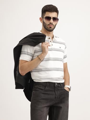 Image of WROGN Men's Cotton Blend Polo T-Shirt | All Over Print | Slim Fit