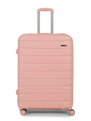 Image of Teakwood MA Trolley Bag, Hard with Zipper Closure, Adjustable Push Button & Cross Side Strap, Number Lock System 360 Degree (Large,Rose)