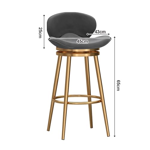 Tabouret de bar pivotant en velours gris et pieds dorés pour îlot central - 3