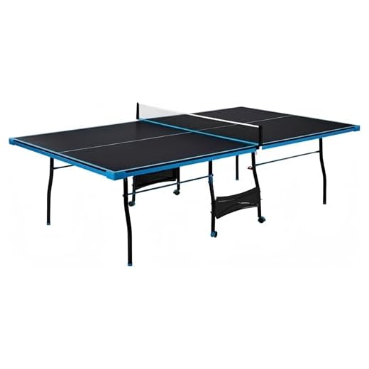 Black Blue Folding Rolling Table Tennis Table Indoor Ping Pong Table with 2 Paddles 2 Balls 1 Net and Post Set 4 Wheels for Easy Movement Perfect Christmas New Year Holiday Season Gifts