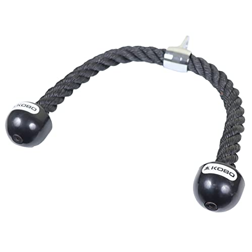 Image of Kobo Tricep Rope for Gym : Tricep Rope Cable Attachment : Tricep Rope Cable Cross D Handle, Seated Row Grip, V Tricep Press Down Bar and Straight LAT Bar