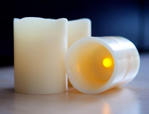 Frostfire Mooncandles - 3 Vanilla Scented Wax Flameless Candles with Timer and Remote Control (3x4 Inch)