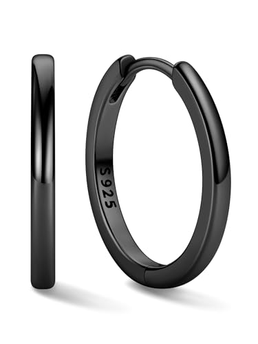 Image of ChicSilver 925 Sterling Silver Huggie Hoop Earrings Small Hoop Earrings for Women Hypoallergenic Silver Huggie Earring Cartilage Earrings for Women (6 /8 /10 /12 /14 /16 /18 /20MM)