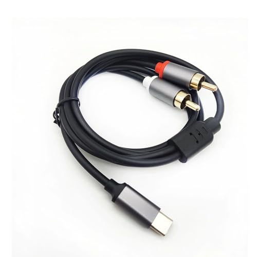 FOLODA Adaptador auditivo portátil tipo C a 2RCA con diseño reforzado para viajes al aire libre, cable auditivo portátil