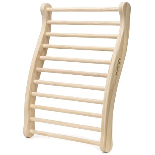 valuents® Rückenlehne für Sauna & Infrarotkabine – ergonomisch – Sauna Zubehör aus Natur Kiefernholz – Sauna Lehne +Plus: Sauna Hut