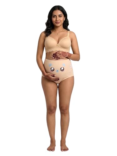 khwaish store Maternity Nursing Combo – Feeding Bra with Front Open & Adjustable Waist Panty Fit for New Moms-picture-31