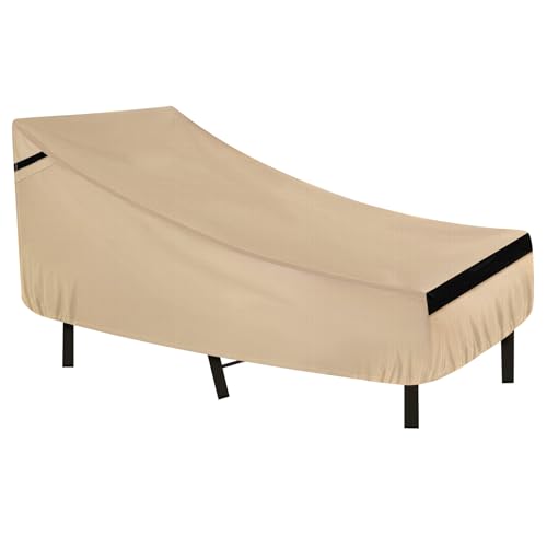 NEVERLAND Waterproof Patio Lounge Chair Cover, Outdoor Chaise Lounge Covers with Heavy Duty Material, 420D Waterproof Outdoor Chairs Cover 82L x 57W x 32H inch Golden NEVERLAND Waterproof Patio Lounge Chair Cover, Outdoor Chaise Lounge Covers with Heavy Duty Material, 420D Waterproof Outdoor Chairs Cover 82L x 57W x 32H inch Golden