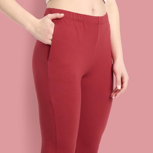 Image of ONE SKY Women Full Length Leggings | Cotton Modal Spandex Blend | High Waist Stretchable & Bio-Washed Fabric | Colour-Lock Technology | Comfortable Leggings for Women