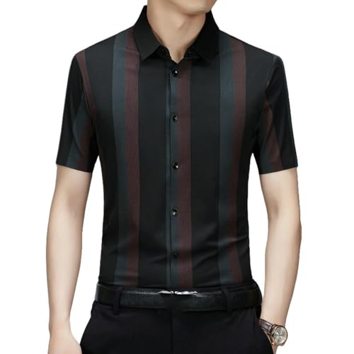 Chemise à manches courtes rayée pour homme USTZFTBCL fluide sans couture et infroissable