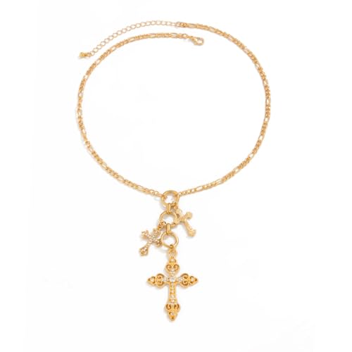 GUYOSWXNM Elegante collar con colgante de cruz en tono dorado para mujer - cadena ajustable, regalo de joyería de moda hipoalergénica para uso diario y ocasiones especiales
