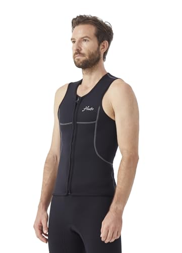 Hevto Men Wetsuits Top Vest 3mm Neoprene Front Zip Sleeveless Wet Suit for Surfing Swimming Kayak SUP Jet Ski (Men Black, S)