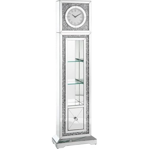 Acme Noralie Grandfather Clock in Mirrored & Faux Diamonds