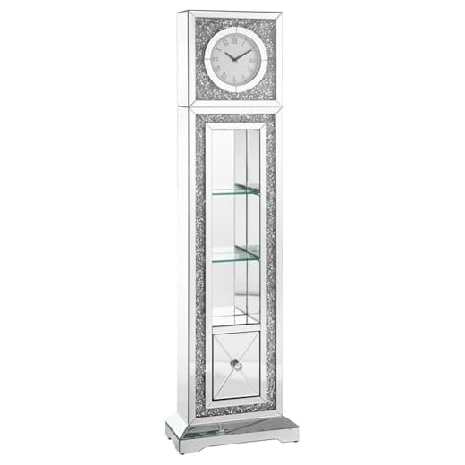 Acme Noralie Grandfather Clock in Mirrored & Faux Diamonds