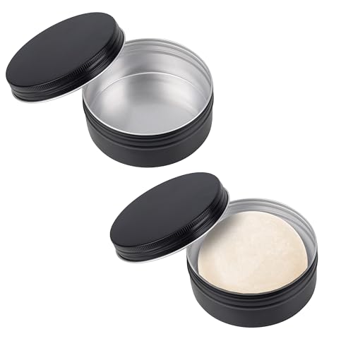 Linkidea Lata de aluminio para jabón de afeitar con tapa de rosca, estuche reutilizable, caja de repuesto para viaje (negro)