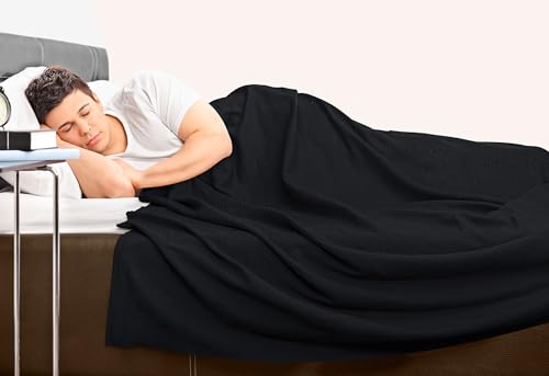 Image of Utopia Bedding 100% Cotton Thermal Blanket Black Queen Size Soft, Lightweight, Breathable, Cozy Spring and Summer Blankets for Bed, Home Decor Gifts for Women and Men (90x90 Inches)
