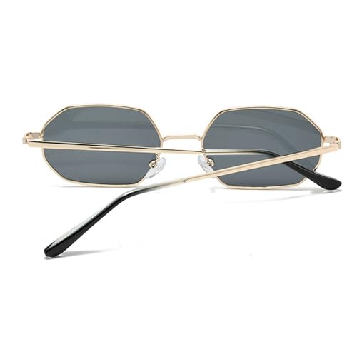 Trendy Metal Polygonal Sunglasses for Women Men Gold Vintage Irregular Shades Small Retro Hexagonal Sun Glasses3