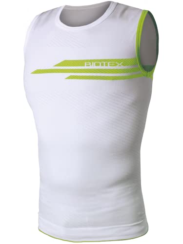 BIOTEX Canotta Impact Traspirante da Uomo per Ciclismo e Running, Intimo Tecnico Sportivo Ideale per L'Estate e per l'inverno, Bianco, Taglia II (M/L)