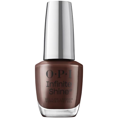 OPI Infinite Shine Smalto per Unghie - Not Afraid of the Dark - Effetto Gel e Lunga Durata, Finish Crème, Colore Marrone - con Tecnologia Pre-Cured Gel e Pennello OPI Pro-Wide (15ml).