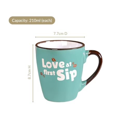Image of Nestasia Ceramic Coffee Mugs Set of 4 (210ml Each) - Quirky Quotes Tea & Coffee Cups with Glossy Finish | Microwave & Dishwasher Safe Cups - Ideal for Gifting