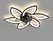 Ventilateur de plafond avec lumière et télécommande, lampe de chambre silencieuse Ventilateur design créatif à 6 lumières avec lampe (Noir, lumière de ventilateur D)