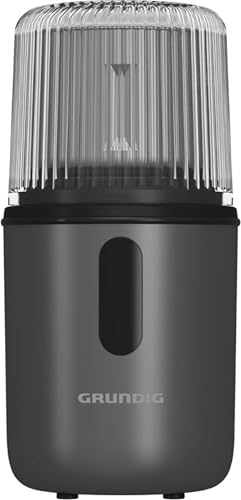 Grundig - CM 7460 Kaffeemühle - 55g Kapazität - 180 Watt Motor, Schlagmahlwerk, 4-fach Edelstahlmesser - Edelstahl-Mahlschale, Kompaktes Design, Ein-Hand-Bedienung - Grau/Schwarz