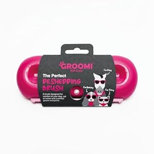 Groomi Deshedding & Grooming Brush for Dogs, Cats, Horses & Rabbits – Gentle & Effective Pet Grooming Tool, Wide Shallow Comb, Smooth Groomer for Cats, Dogs and Horses, Grooming Comb – Pink (Pink)