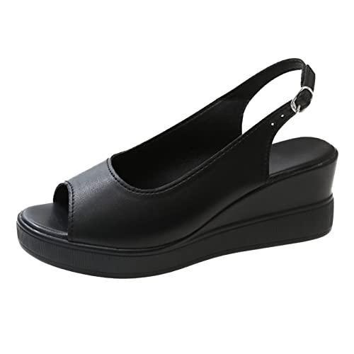 Genérico Zapatos Dorados Fiesta Nuevas sandalias de 𝐬uela gruesa de tacón cuña para mujer verano Sandalias edición Verano Para Mujer (38)