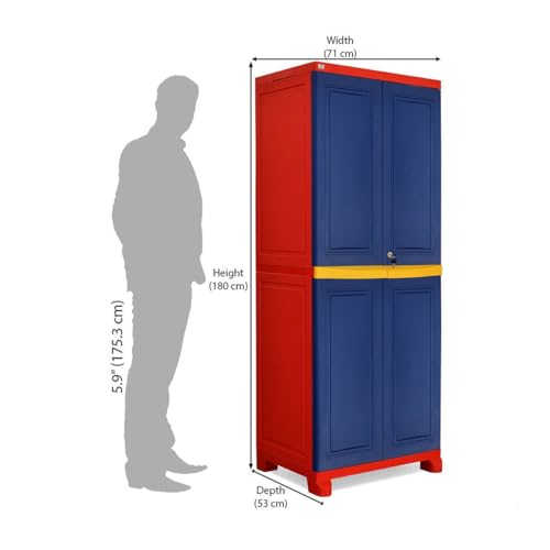 Image of Nilkamal Freedom Big 1 (FB1) Plastic Wardrobe for Storage|3-Year Warranty|Clothes Organizer|Shelves|Cupboard|Almirah for Home, Living Room, Bed Room|Adult & Kids|Pepsi Blue /Bright Red /Yellow