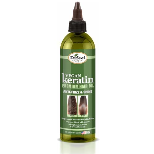 Difeel Vegan Keratin Premium Hair Oil - Anti Frizz & Shine 8 oz.