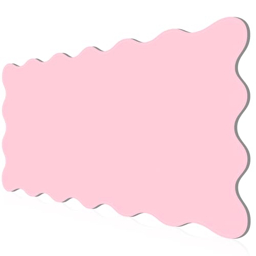 Image of PU Leather Desk Pad, Scalloped Non-Slip Mouse Pad & Large Desk Mat Cover Stitched Edges Writing Pad for Office, Home - Waterproof, Easy to Clean, Durable Surface I 31.4 inchx15.7 inch, Pink