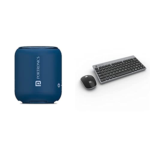 Image of Portronics SoundDrum 1 10W TWS Portable Bluetooth 5.0 Speaker with Powerful Bass & Key2 Combo Multimedia USB Wireless Keyboard and Mouse Set with 2.4 GHz Wireless Technology, Soft & Silent Button