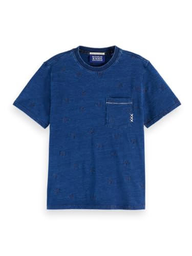 Scotch & Soda Camiseta de Ajuste Regular con Bordado en Todo el Mundo, Lavado Ind U417, XS